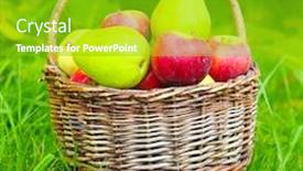  Presentation with green apples - Cool new presentation with red apples and green pears in the basket - autumn at the rural garden close up with shallow dof backdrop and a shamrock green colored foreground