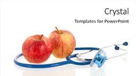  Presentation with red medical - Cool new PPT theme with red apples and medical stethoscope backdrop and a white colored foreground