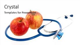  Presentation with red medical - PPT theme consisting of red apples and medical stethoscope background and a white colored foreground