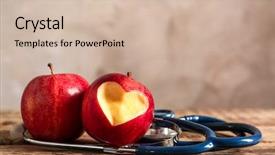  Presentation with wooden - Beautiful PPT layouts featuring red apples and stethoscope backdrop and a soft green colored foreground