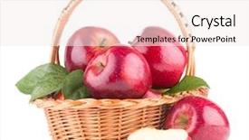  Presentation with red - Audience pleasing PPT theme consisting of red apples in a basket backdrop and a sky blue colored foreground