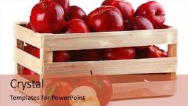  Presentation with apple - Colorful PPT theme enhanced with red apples in wooden crate backdrop and a red colored foreground