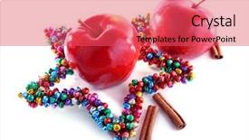  Presentation with red star - Audience pleasing theme consisting of red apples with sticks of cinnamon and decorative star isolated on white backdrop and a red colored foreground