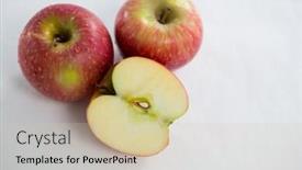  Presentation with water droplets - PPT theme having red-apples-with-water-droplets background and a soft green colored foreground