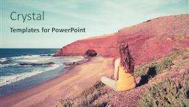  Presentation with atlantic - Presentation theme having red-archs-on-atlantic-ocean background and a soft green colored foreground