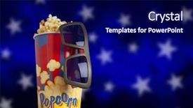  Presentation with cinema - Presentation theme having red armchair cinema blockbuster background and a navy blue colored foreground
