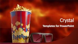  Presentation with popcorn - PPT layouts featuring red armchair cinema blockbuster background and a crimson colored foreground