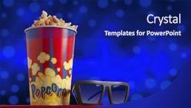  Presentation with popcorn - Slide deck consisting of red armchair cinema blockbuster background and a navy blue colored foreground