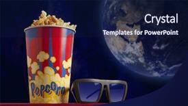  Presentation with popcorn - PPT layouts enhanced with red armchair cinema blockbuster background and a navy blue colored foreground