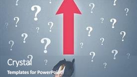  Presentation with question marks - Presentation enhanced with red arrow and white question background and a seafoam green colored foreground