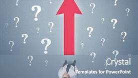  Presentation with question marks - Audience pleasing slide deck consisting of red arrow and white question backdrop and a seafoam green colored foreground