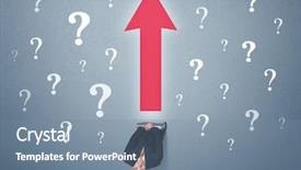  Presentation with question marks - Presentation theme with red arrow and white question background and a seafoam green colored foreground