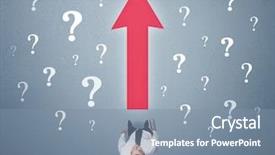  Presentation with question marks - Audience pleasing presentation design consisting of red arrow and white question backdrop and a  colored foreground
