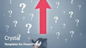  Presentation with contemplating - Slide set enhanced with red arrow and white question background and a  colored foreground