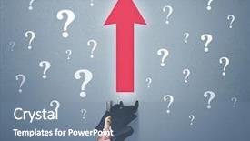  Presentation with contemplating - Audience pleasing presentation theme consisting of red arrow and white question backdrop and a  colored foreground