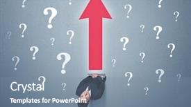  Presentation with question marks - Audience pleasing presentation theme consisting of red arrow and white question backdrop and a  colored foreground