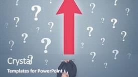  Presentation with question marks - Theme enhanced with red arrow and white question background and a  colored foreground