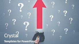  Presentation with question marks - Cool new slide deck with red arrow and white question backdrop and a  colored foreground