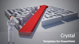  Presentation with red puzzle - Beautiful slide deck featuring red arrow cutting through puzzle backdrop and a gray colored foreground