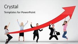  Presentation with report - Slide deck featuring red arrow report growth statistics background and a white colored foreground