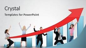  Presentation with statistics - PPT theme featuring red arrow report growth statistics background and a white colored foreground