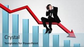  Presentation with loss - Amazing PPT theme having red arrow report loss statistics backdrop and a light blue colored foreground