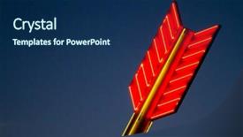  Presentation with neon - Cool new PPT layouts with red arrow shaped neon sign backdrop and a navy blue colored foreground
