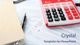  Presentation with tax - Audience pleasing theme consisting of red attorney - calculator with documents and stationery backdrop and a sky blue colored foreground