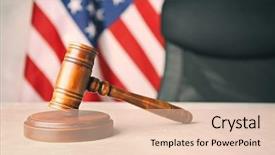  Presentation with judge gavel or law mallet - Slides featuring red attorney - judge gavel and soundboard background and a lemonade colored foreground