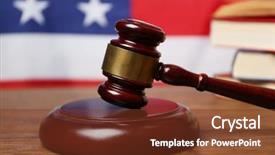  Presentation with attorney - Cool new PPT theme with red attorney - judge gavel on american flag backdrop and a tawny brown colored foreground