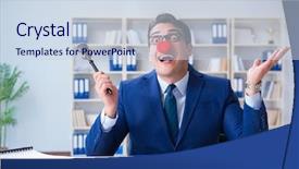  Presentation with attorney - PPT theme enhanced with red attorney - lawyer working in his office background and a  colored foreground