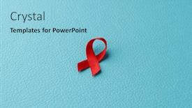  Presentation with blue ribbon - PPT theme consisting of red-awareness-ribbon and a  colored foreground