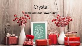  Presentation with congratulatory - PPT theme with red backgroud - christmas background with gifts background and a lemonade colored foreground