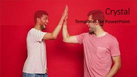  Presentation with cheerful - Cool new PPT layouts with red background giving high five backdrop and a red colored foreground