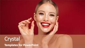  Presentation with vitamin gummies - Beautiful presentation featuring red background holding vitamin pill backdrop and a coral colored foreground