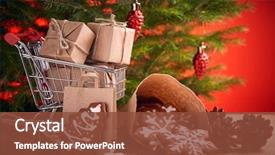  Presentation with christmas sale - Colorful presentation design enhanced with red background with christmas backdrop and a tawny brown colored foreground