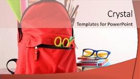  Presentation with white red employees - Theme featuring red backpack full of stationery background and a lemonade colored foreground