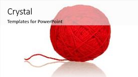  Presentation with knitting - PPT theme featuring red ball of yarn background and a white colored foreground
