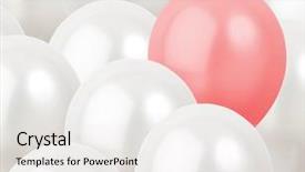  Presentation with pink and white balloons - Slide deck with red balloon in between white background and a white colored foreground