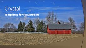  Presentation with barn - Slides with red barn in the countryside iowa usa background and a teal colored foreground