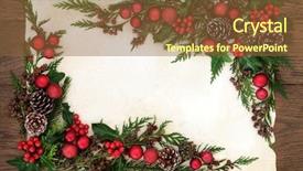  Presentation with parchment paper - Audience pleasing theme consisting of red bauble decorations holly backdrop and a tawny brown colored foreground