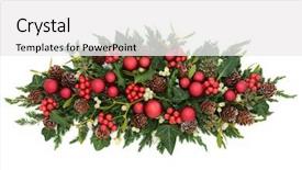  Presentation with christmas red - Theme having red bauble decorations holly background and a white colored foreground