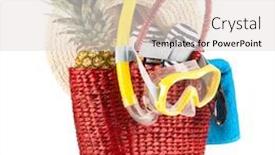  Presentation with beach bag - PPT theme consisting of red beach bag isolated on white background background and a light gray colored foreground