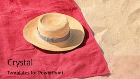  Presentation with sand - Colorful theme enhanced with red beach towel and hat backdrop and a red colored foreground