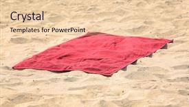  Presentation with red laser beam - Theme enhanced with red beach towel on sand background and a lemonade colored foreground