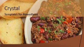  Presentation with red chilli - Theme having red beans - chilli con carne with garlic background and a yellow colored foreground