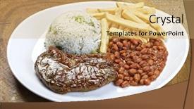 Presentation with meat - PPT theme having red beans - rice with potatoes and meat background and a yellow colored foreground