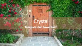  Presentation with home design - Amazing PPT theme having red beautiful door of home backdrop and a coral colored foreground