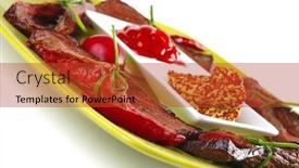  Presentation with meat beef - Slide set consisting of red-beef-curved-meat-slices background and a red colored foreground