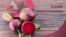  Presentation with wooden - Audience pleasing theme consisting of red beets or beetroots backdrop and a coral colored foreground